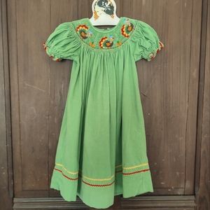 Vintage smocked corduroy Thanksgiving Fall dress